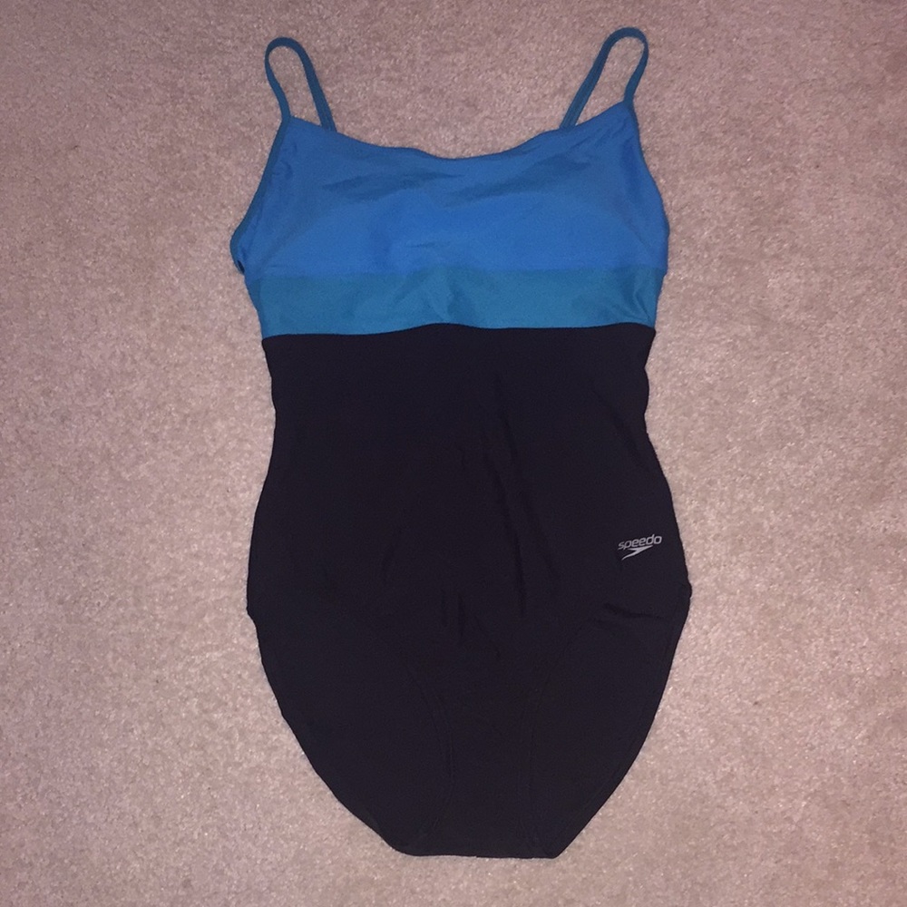 Blue and Black Speedo One Piece Swimsuit